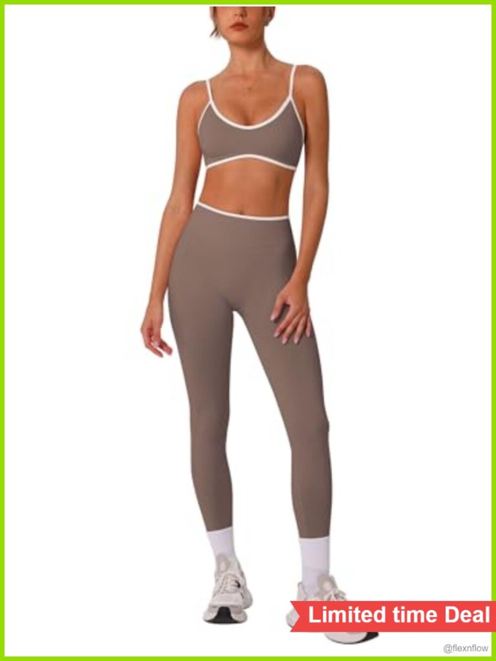 ABOCIW Seamless Workout Set Polyamide Elastane Sports Bra Ribbed Leggings 2